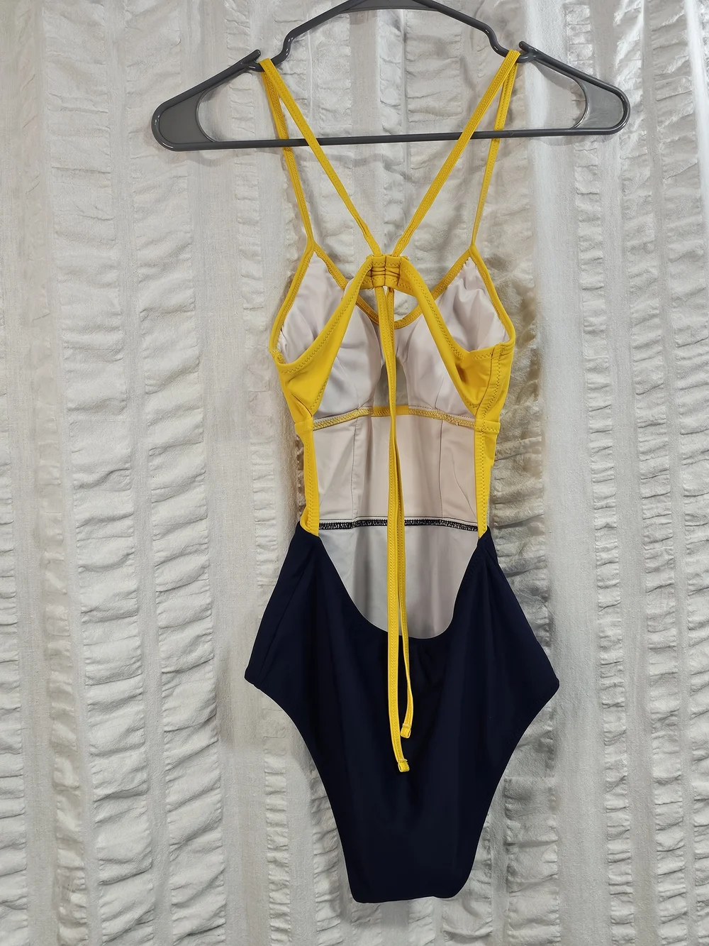 Cupshe Yellow and Navy Colorblock One-Piece Swimsuit Keyhole Adjustable Back